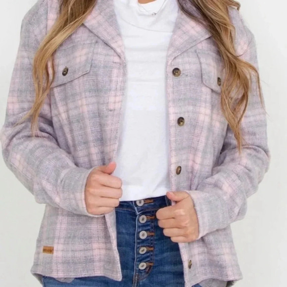 Simply Southern Soft Brushed Plaid Button Up Shacket Jacket - Picture 2 of 8